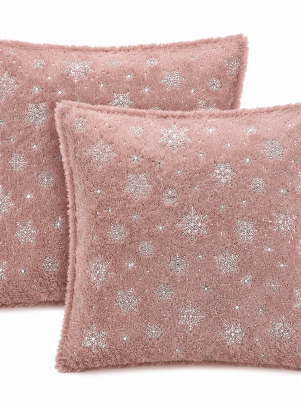 Plush Snowflake Decorative Throw Pillow COVERS-Dusty Mauve-18x18